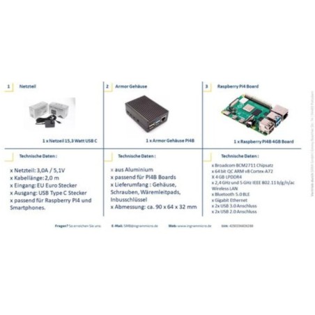 Raspberry Pi 4B ARMOR 4GB KIT V Basic - Ultimate Starter Kit for Endless Creativity!